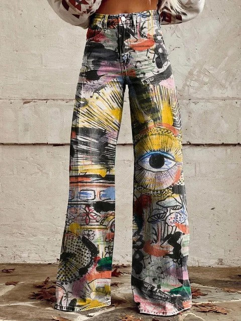 Vicky - Abstract Vision Wide-Leg Pants