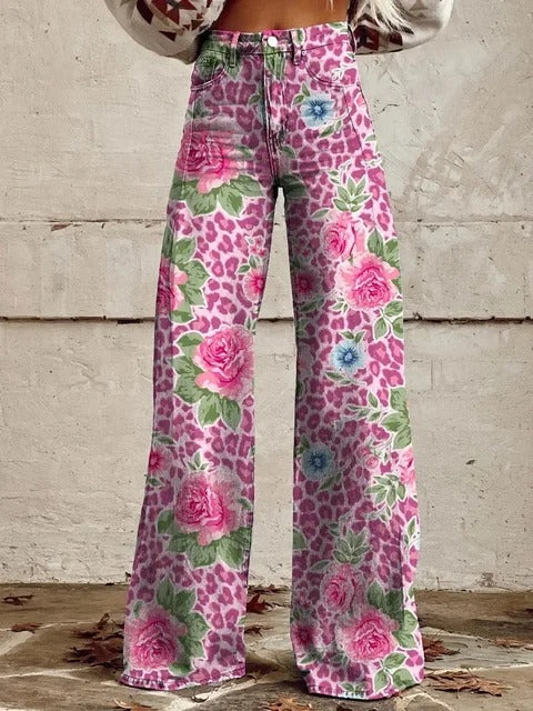 Makayla - Wild Rose Fusion Wide-Leg Pants