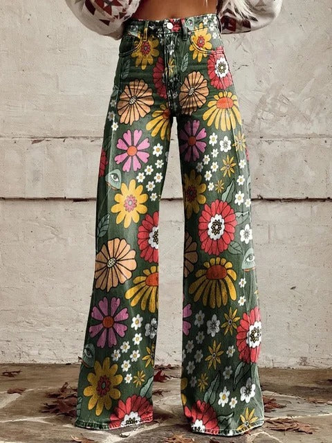 Rosie | Vintage Floral Wide-Leg Pants