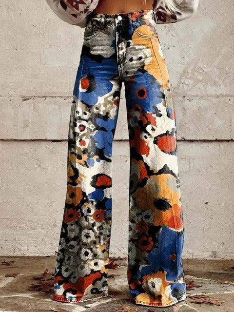 Ivy | Abstract Bloom Wide-Leg Pants