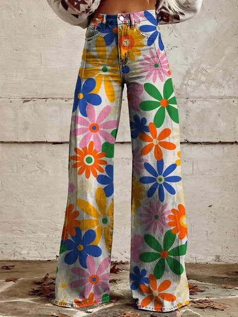 Pippa | Groovy Flower Power Wide-Leg Pants