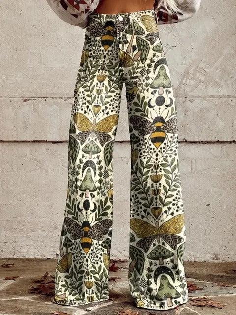 Eden - Insect Print Wide-Leg Pants