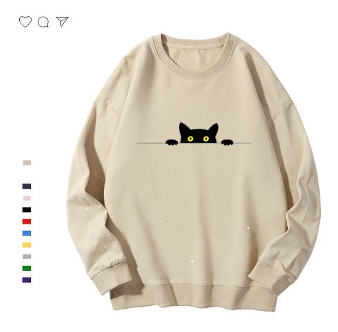 Savannah - Cozy Cat Print Sweatshirt