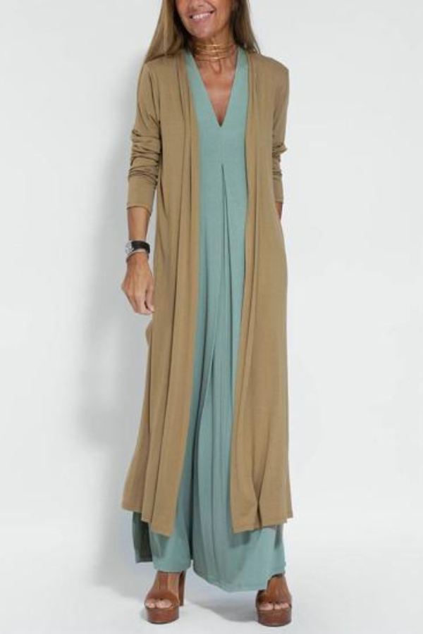 Mariza - Lightweight V-neck Dress with Cardigan